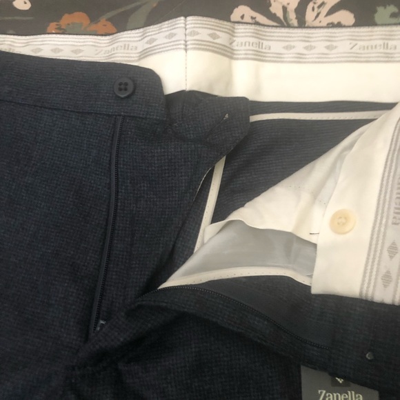 Mens designer slacks. Blue and black check. Light weight. New. - Picture 4 of 5